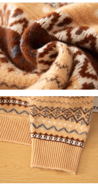 Autumn/Winter New Men's Sweater Jumper 100% Pure Wool Knitt Half High Neck Pullover Business Casual Jacquard Thickened Menswear