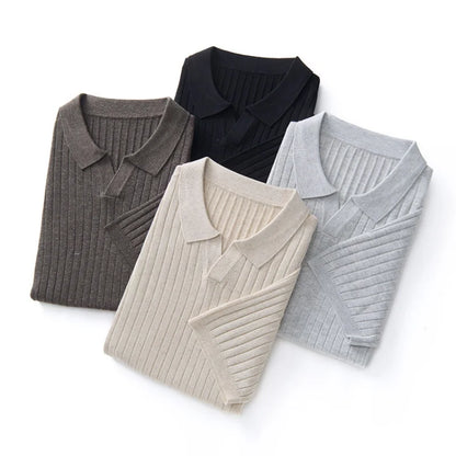 Summer New Men's 100% Lyocell Scissor Collar Solid Color T-Shirt Knit Pullover Bussiness Casual Short-sleeved POLO Collar Tees