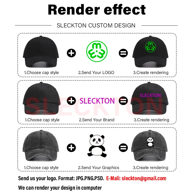 SLECKTON Custom Baseball Cap Fashion DIY Letter Embroidery Hats for Women and Men Cotton Design LOGO Wholesale Unisex Caps