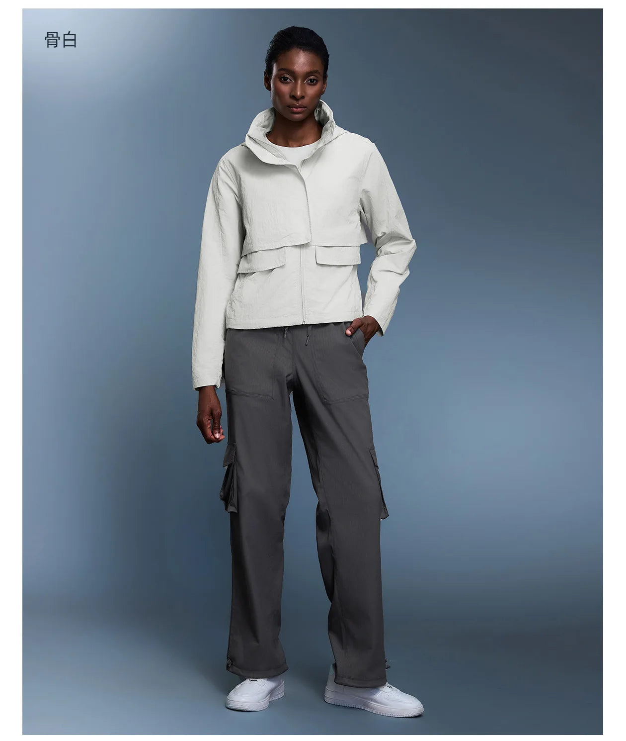 Custom LOGO women's autumn light and breathable waterproof trench coat stand-up collar hooded casual short pocket sports jacket