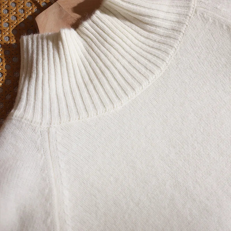 CHICUU Women's 100% Wool Sweater Pants Set Thick Mock Neck Pullover Wide Leg Pants Autumn Winter Warm Casual Wool Knitwear Suit