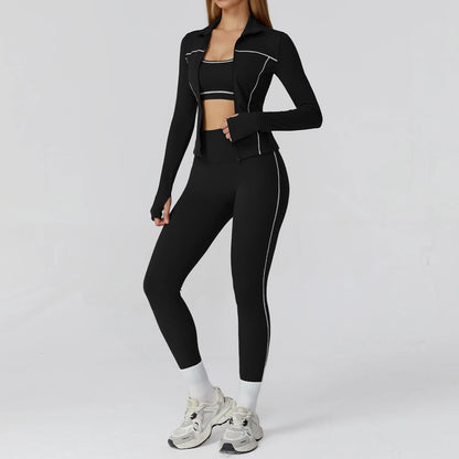 2/3PCS Yoga Suit Gym Fitness Set Women's Sports Running Workout Set Long Sleeve Sports Bra Female Athletic Wear Yoga Clothing