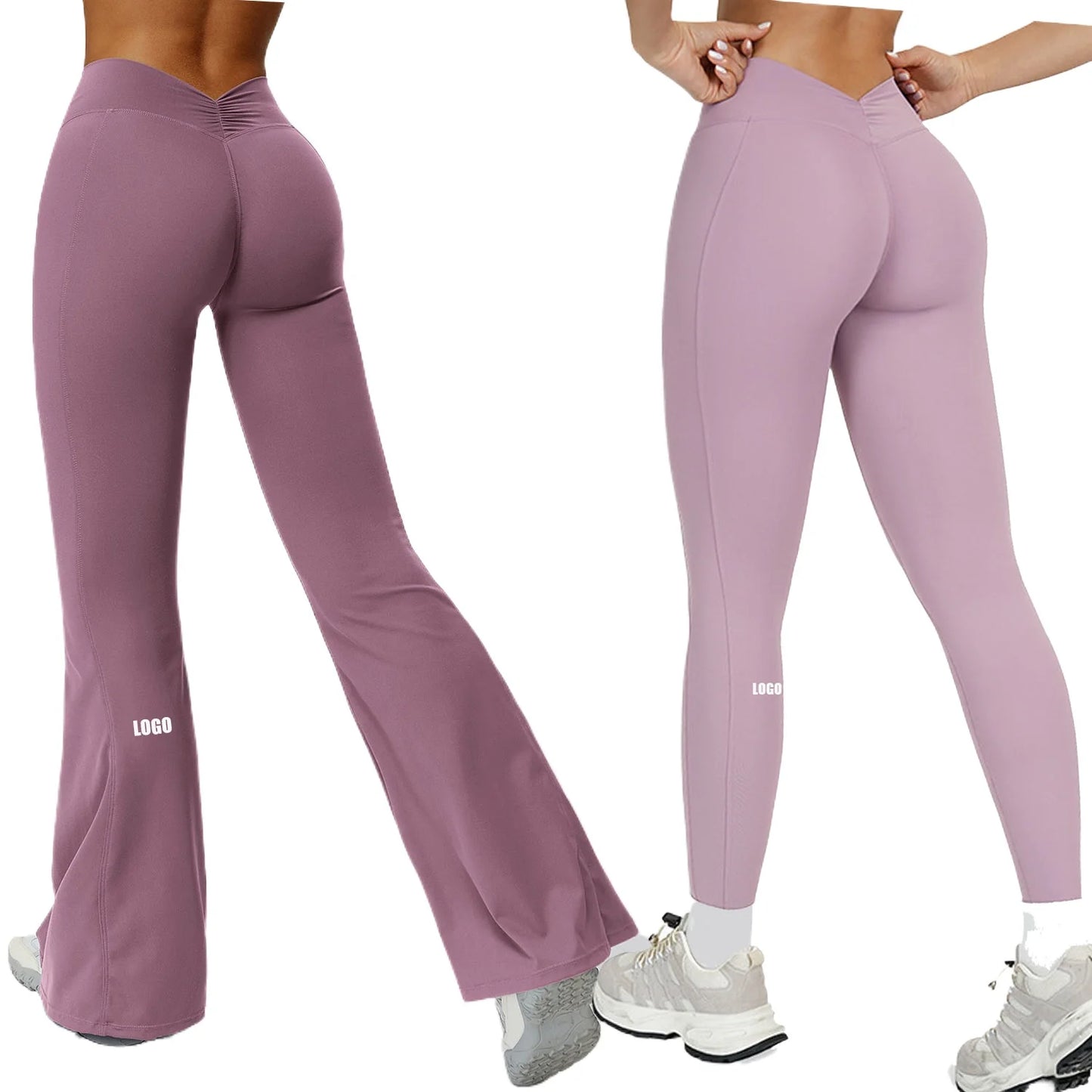 Customized LOGO women's yoga trousers high waist pleated leggings outdoor running sports fitness trousers