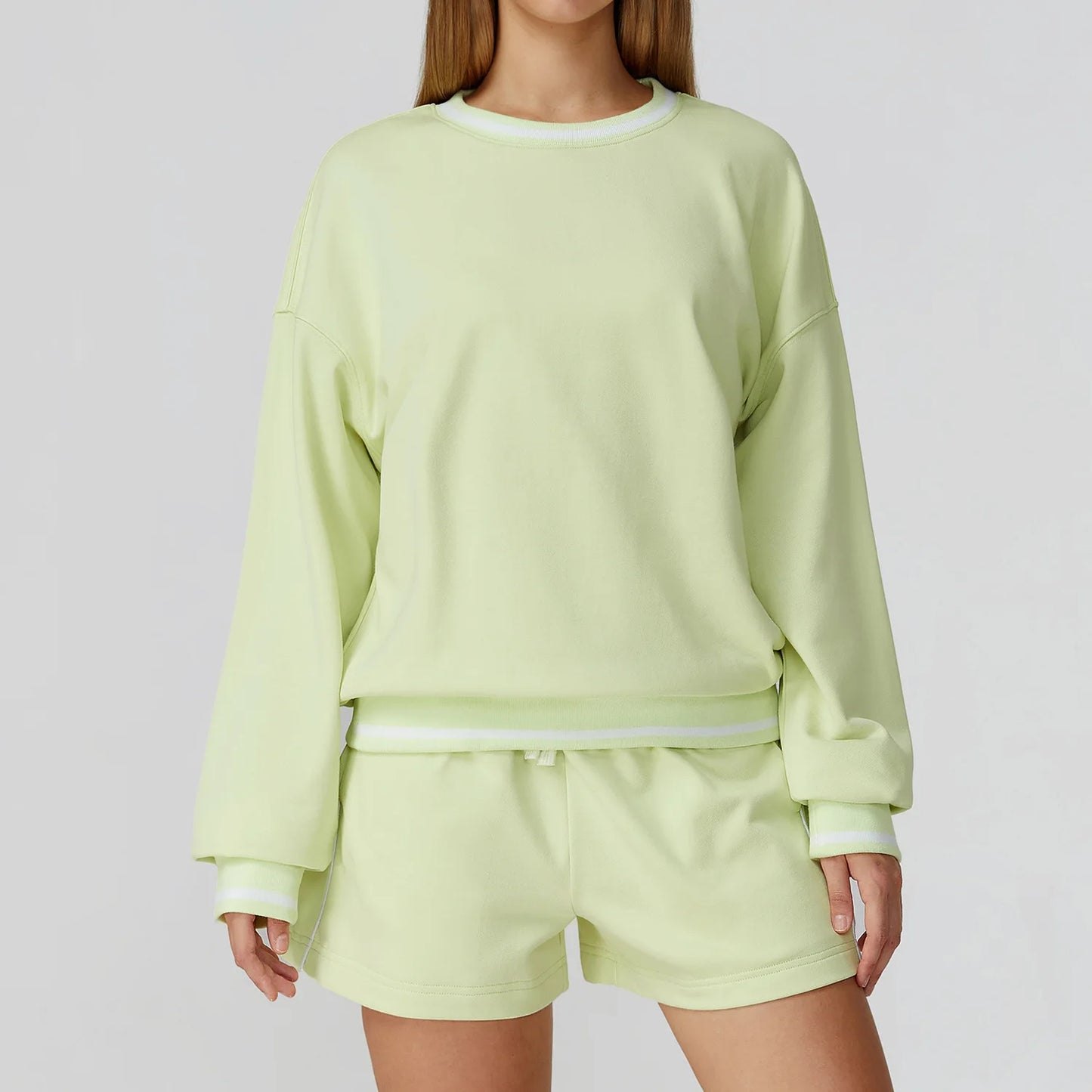 Custom LOGO women's new casual sweater wide-leg trousers comfortable outdoor fashion sports jogging shorts cycling two-piece set