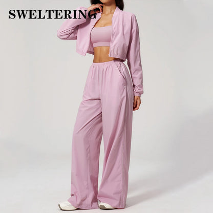 Summer Sun Protection Sports Suit 2PCS Women Breathable Quick-drying Gym Clothes Yoga Outfits Female Workout Clothes Sportswear