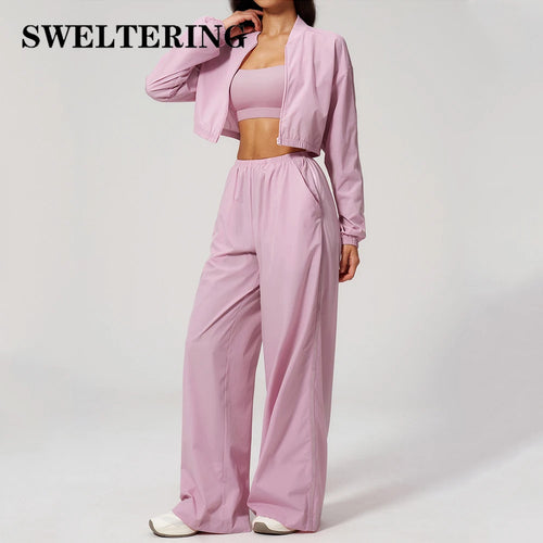 Summer Sun Protection Sports Suit 2PCS Women Breathable Quick-drying Gym Clothes Yoga Outfits Female Workout Clothes Sportswear