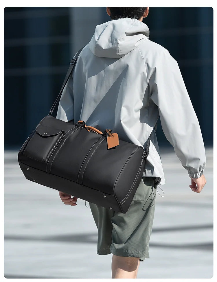 Custom Large Capacity Travel bag Totes Waterproof Crossbody Bag Man  Leather Travel Bag Handheld Bag print logo Business Handbag