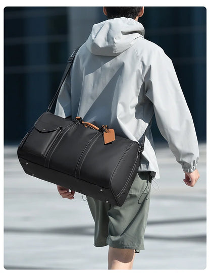 Custom Large Capacity Travel bag Totes Waterproof Crossbody Bag Man  Leather Travel Bag Handheld Bag print logo Business Handbag
