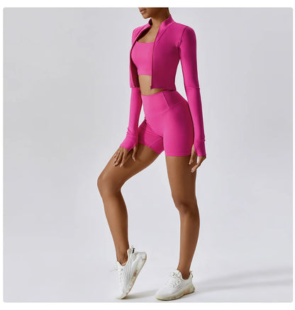 3PCS Yoga Set Gym Clothes 2 PCS Sportswear Women Yoga Suits Fitness Set women's Tracksuits Sports Jacket Long Sleeve Gym Legging