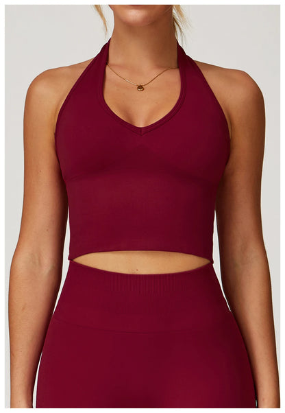 Sexy Seamless Sports Bras Halter Yoga Bra Women Fitness Gym Top Shockproof Running Workout Fast Dry Underwear Female Yoga Vest