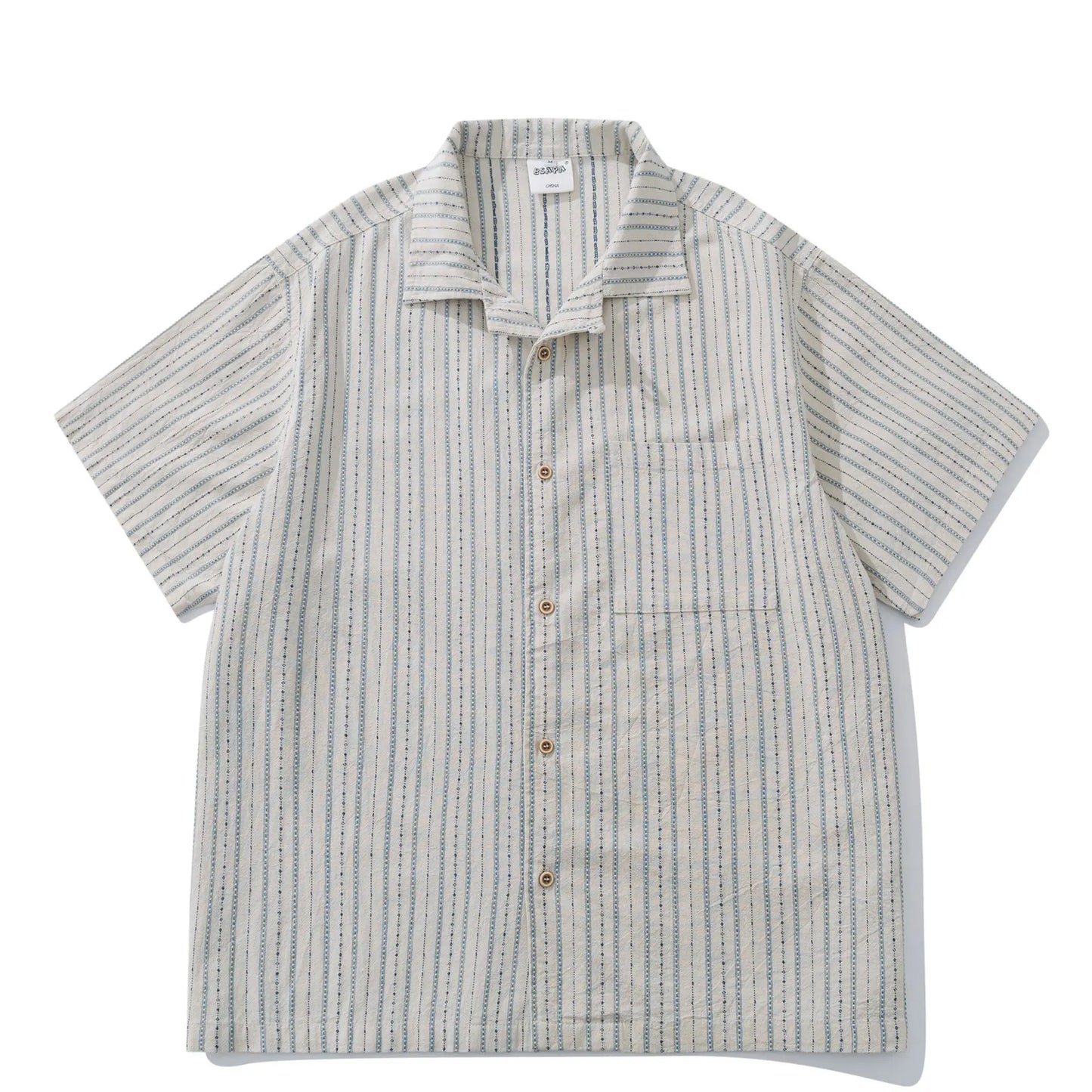 2026 Summer New Japanese Retro Amekaji Cuban Collar Short Sleeved Shirt Men's and Women's Loose Workwear Shirt
