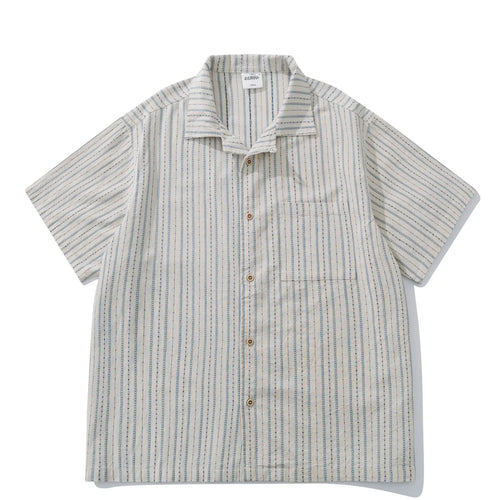 2026 Summer New Japanese Retro Amekaji Cuban Collar Short Sleeved Shirt Men's and Women's Loose Workwear Shirt