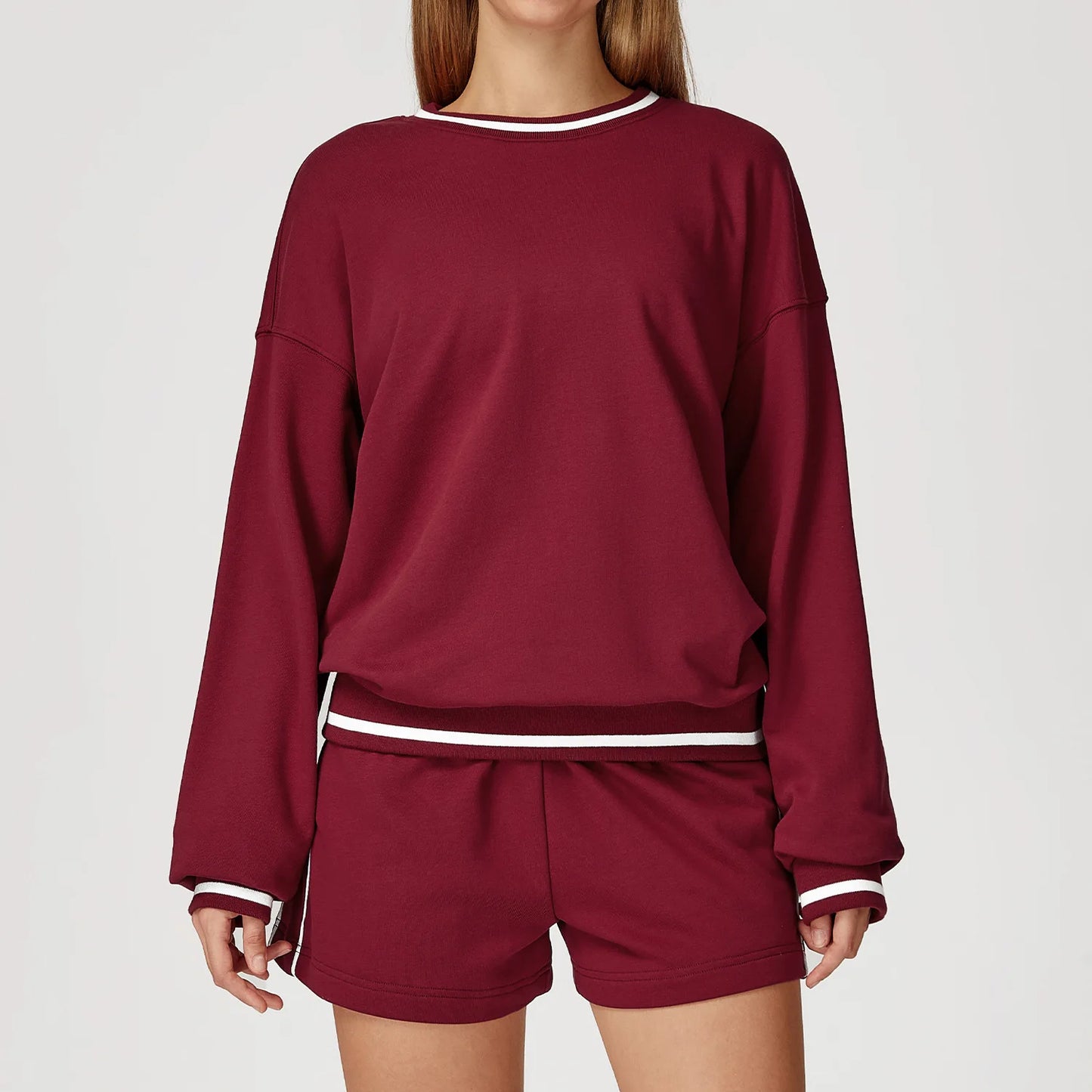 Custom LOGO women's new casual sweater wide-leg trousers comfortable outdoor fashion sports jogging shorts cycling two-piece set