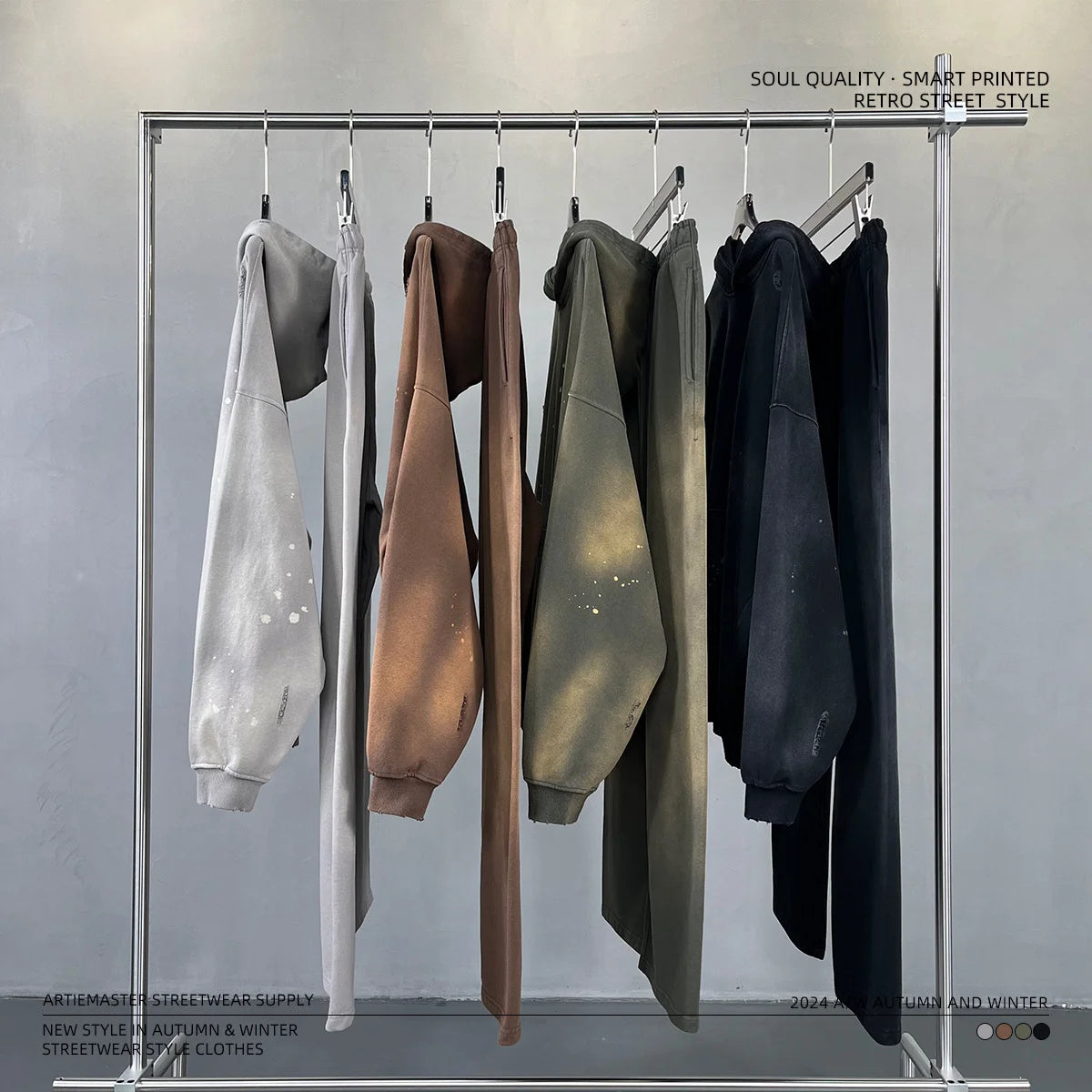 Custom LOGO2024 autumn and winter 450g cotton polyester terry old men's and women's street suits oversize loose washing hoodie