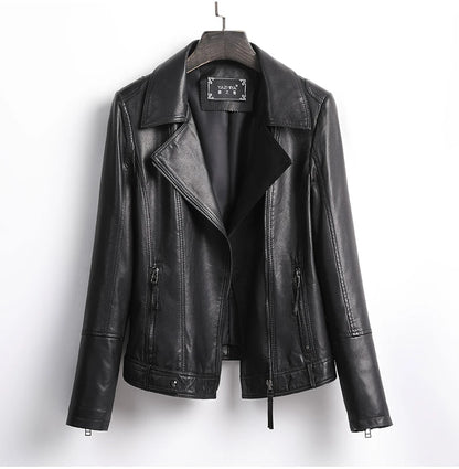 Women's Jacket Spring 2022 100% Sheepskin Jacket Woman Genuine Leather Women's Coat Black Motorcycle Jackets Chaquetas Xhl368