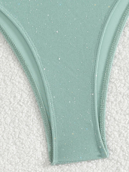 Shiny Sparkling Halter Strappy Bikini 2025 High Cut Bikinis Female Swimsuit Women Swimwear Two-pieces Bikini Set Bathing Suit