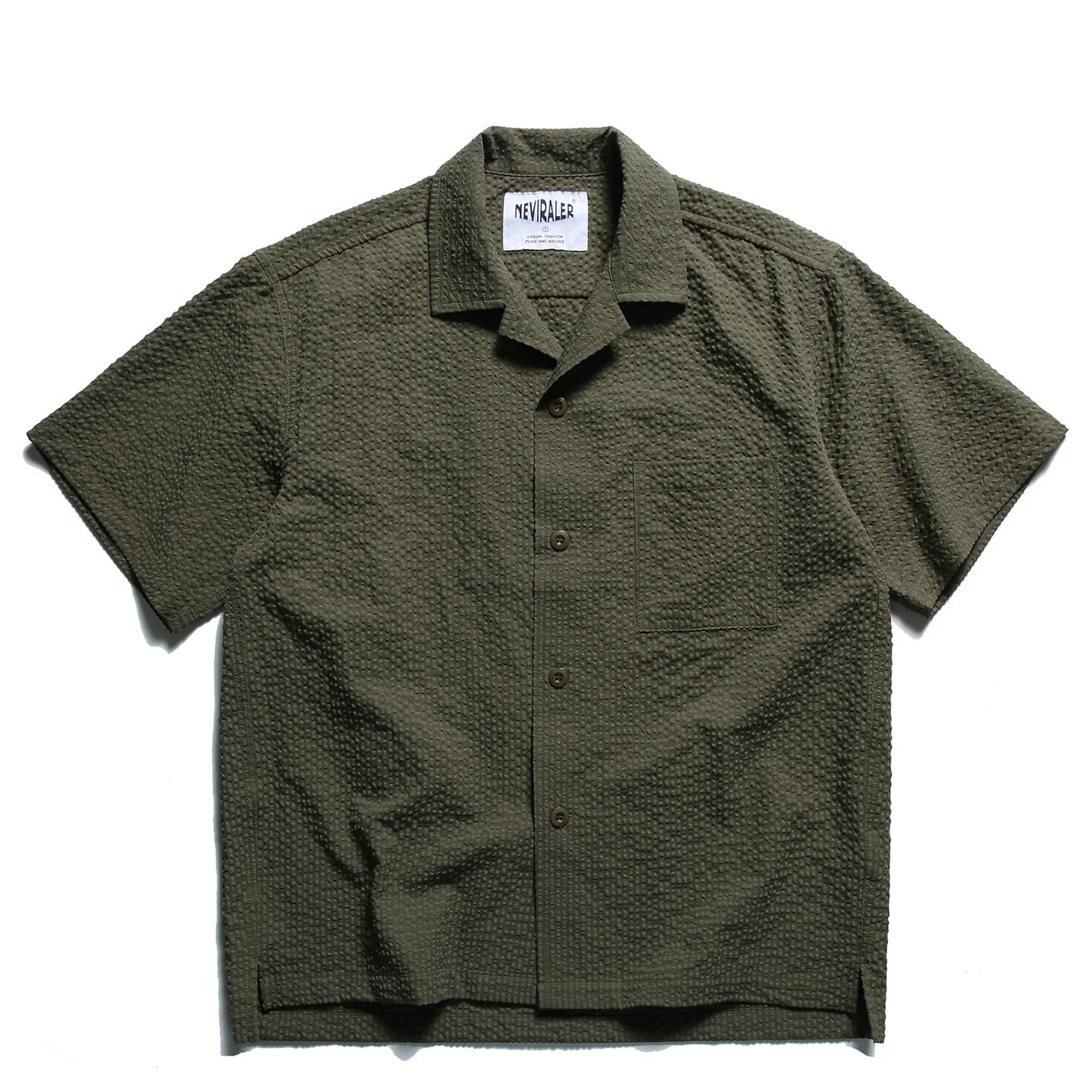 Summer Japanese Retro Amekaji Cuban Collar Short Sleeved Shirt for Men and Women Loose Foam Gauze Workwear Shirt Trend TEE