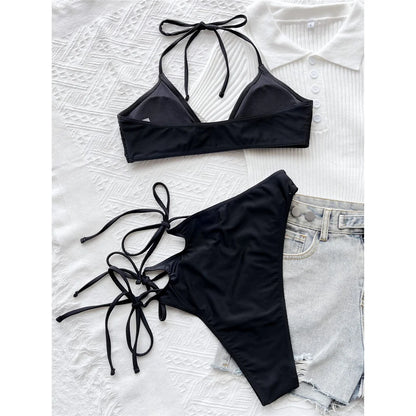 Women Swimwear Asymmetric Cut Out Strappy High Waist Bikini Female Swimsuit Two-pieces Bikini set Bather Bathing Suit Swim V3674