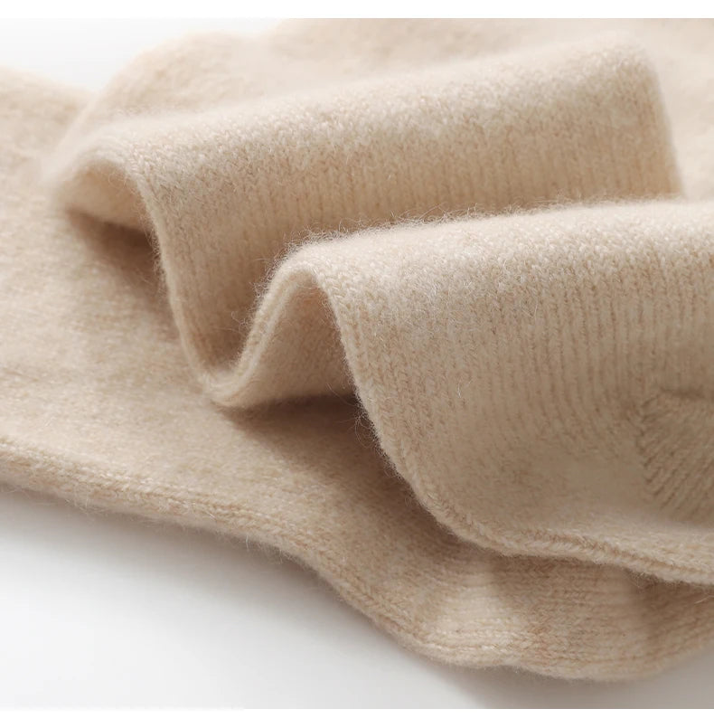 DjzDsm Men's Pure Cashmere Knitted Socks, Casual Medium Tube Socks, Antibacterial and Deodorizing Men's Socks, Warm and Elastic