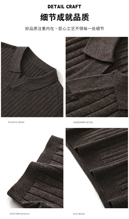 Summer New Men's 100% Lyocell Scissor Collar Solid Color T-Shirt Knit Pullover Bussiness Casual Short-sleeved POLO Collar Tees