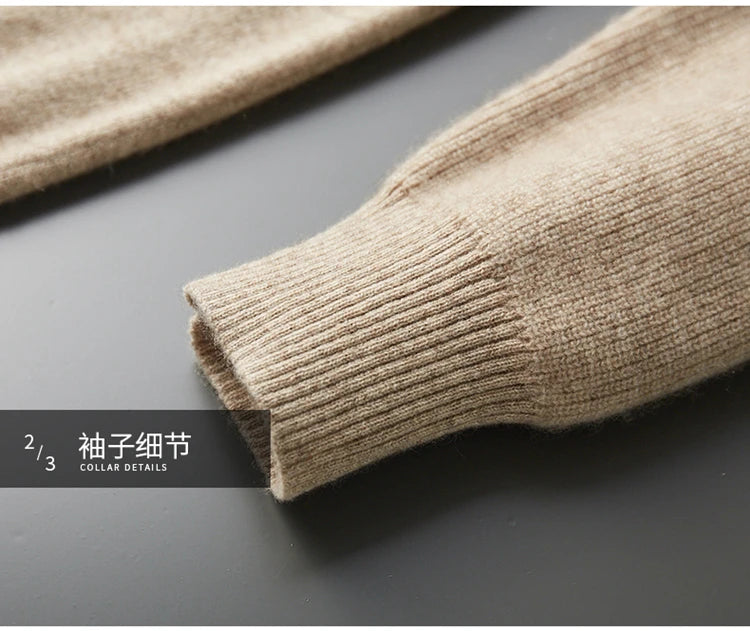 Autumn/Winter Men Sweater Suit Hooded Zipper Pullover Pants Thick Warm Casual Clothing 100% Cashmere Knitwear Trousers Tops