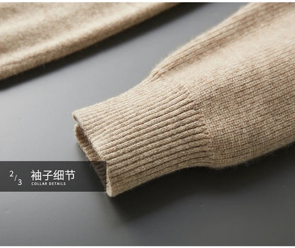 Autumn/Winter Men Sweater Suit Hooded Zipper Pullover Pants Thick Warm Casual Clothing 100% Cashmere Knitwear Trousers Tops