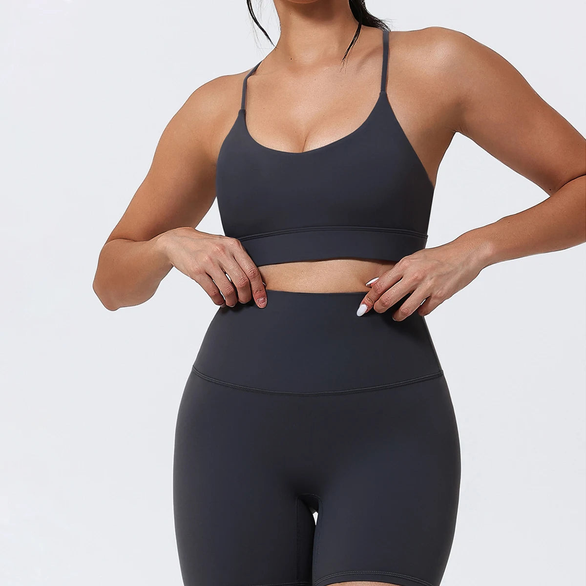 Hearuisavy Sports Shorts Set 2Pcs Women High Waisted Breathable Yoga Pants Gym Running Shock Proof Comfort Pilates Sports Bra
