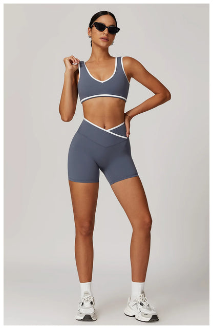 2 Pieces Gym Set Women's Sportswear Sports Bra Top High-waisted Long Pants Tracksuits Suitable For Outdoor Sports Workout Suit