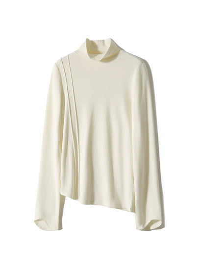 SuyaDream Women's Wool Blend Turtleneck Thermal T-Shirt, High Collar Basic Slim Tee, 2025 Fall Winter Simple Top