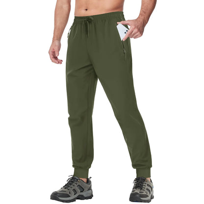 TACVASEN Summer Quick Dry Hiking Pants Mens Casual Zipper Pockets Sports Training Pants Outdoor Jogger Running Gym Work Trousers