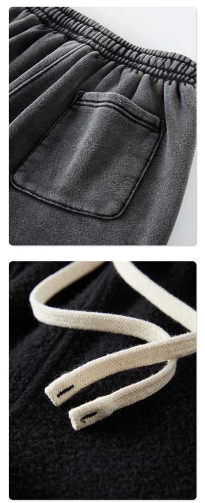 Custom LOGO2024 autumn winter new washed batik old sweater sweatpants 360G cotton polyester velvet thickened men's  women's suit