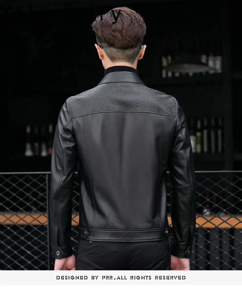 YOLANFAIRY Top Quality Real Sheepskin Genuine Leather Jacket Man Clothing Short Casual Leather Coat Soft Leather Jackets abrigos