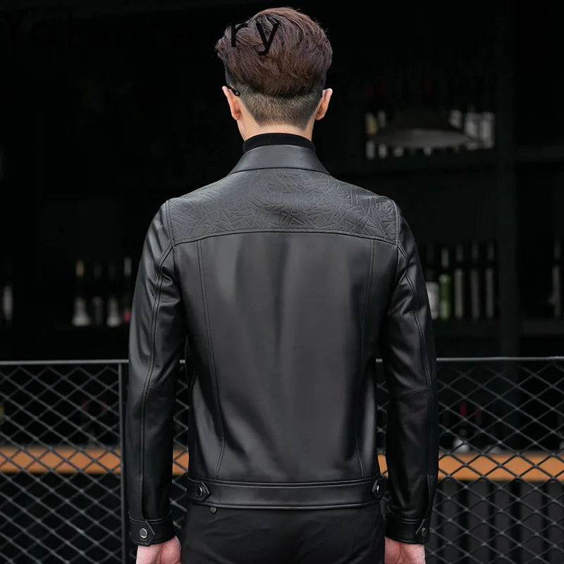 YOLANFAIRY Top Quality Real Sheepskin Genuine Leather Jacket Man Clothing Short Casual Leather Coat Soft Leather Jackets abrigos