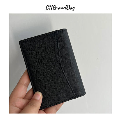 Customized Initials Genuine Leather Card Holder Bank Card Multi Card Slot Business Card Bag Commuter Wallet Men's Cover Wallet
