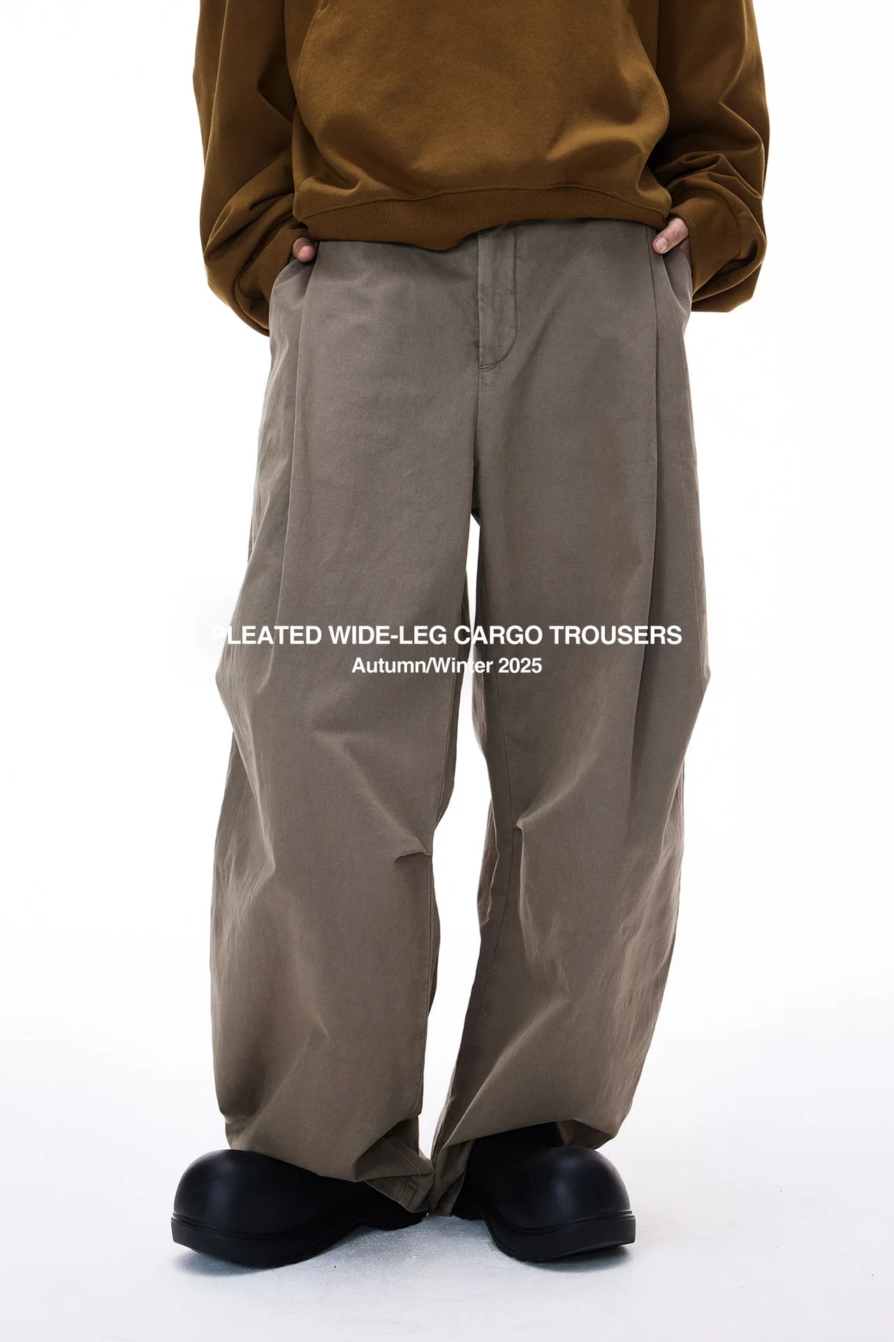 Custom LOGO men's clothing 98% cotton pleated tooling wide-leg pants autumn new loose casual men's trousers