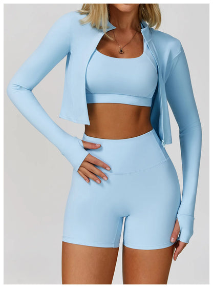3PCS Yoga Set Gym Clothes 2 PCS Sportswear Women Yoga Suits Fitness Set women's Tracksuits Sports Jacket Long Sleeve Gym Legging