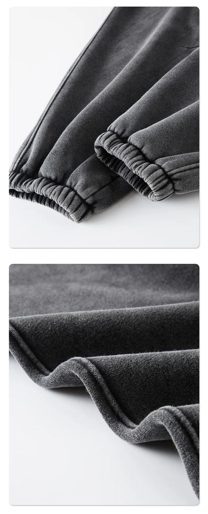 Custom LOGO2024 autumn winter new washed batik old sweater sweatpants 360G cotton polyester velvet thickened men's  women's suit