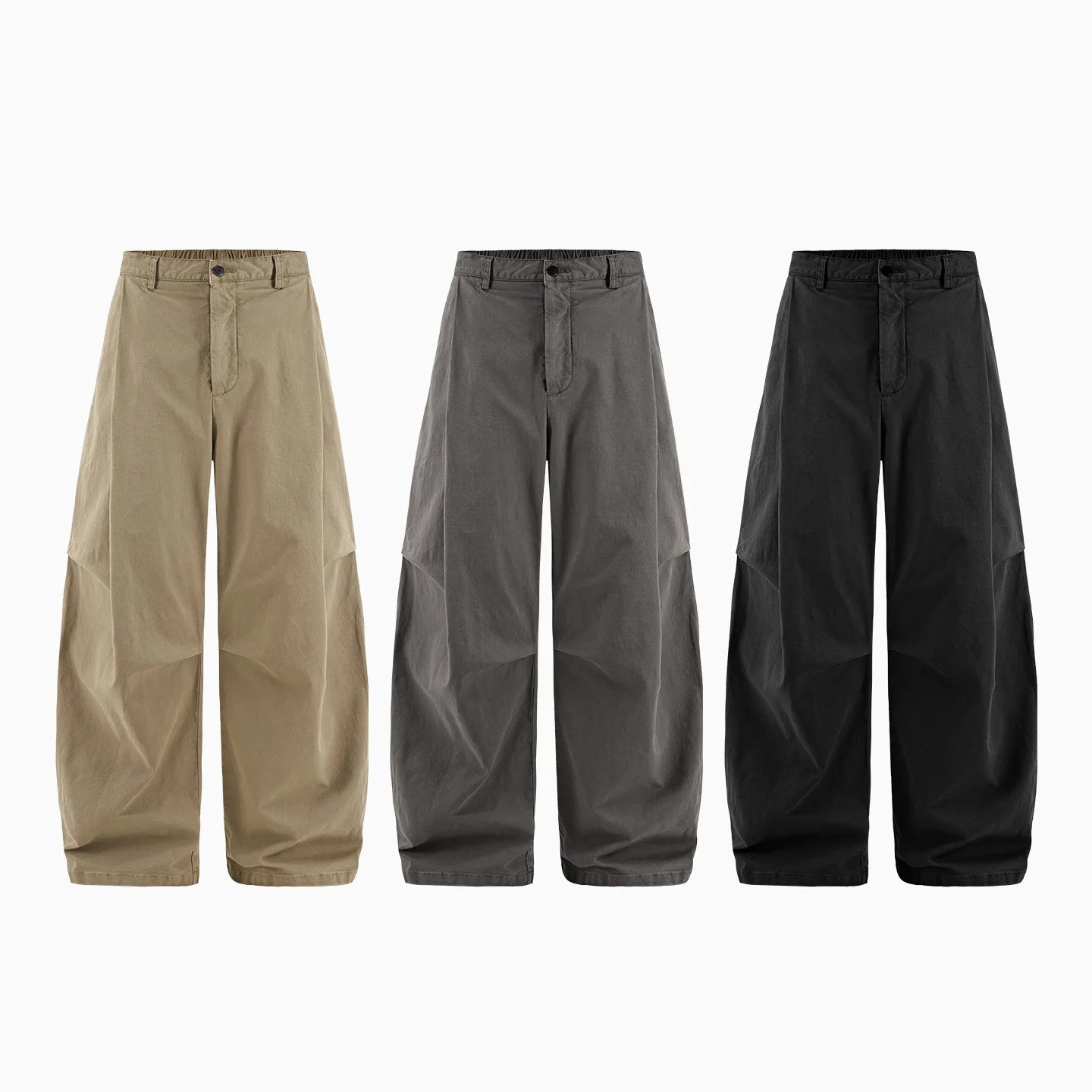 Custom LOGO men's clothing 98% cotton pleated tooling wide-leg pants autumn new loose casual men's trousers