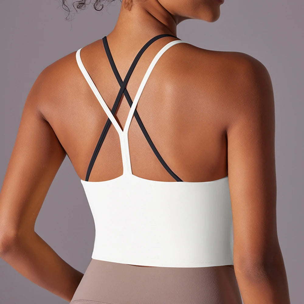 Women Solid Color Fitness Yoga Bra Gym Yoga Top Backless Workout Top Female Push Up Running Sport Bra Sports Underwear Yoga Vest