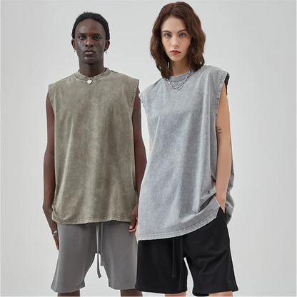 Customized Vest Street Fashion Sleeveless T-shirt Embroidery Logo 100% Cotton Shirt Printing Brand Sleeveless Vest Design