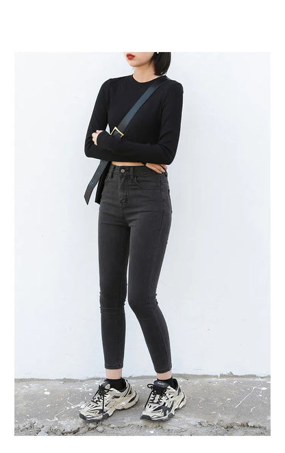 CHIC VEN Women Jeans Solid Slim Retro High Waisted Small Leg Denim Pant Skinny Pant Spring Autumn 2026