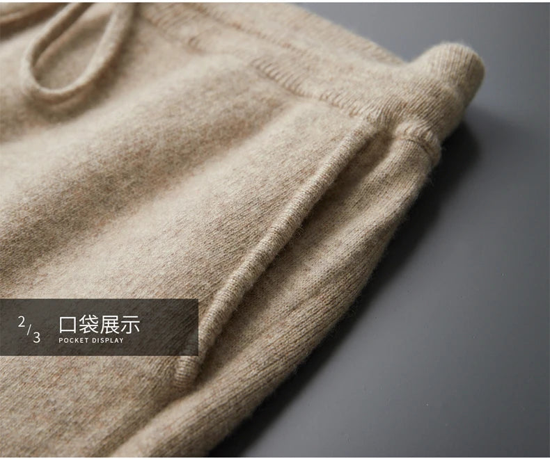 DjzDsm New Autumn Winter Men's 100% Pure Cashmere Thick Button Cardigan Set Cashmere Knitted Casual Shorts 2-Piece Set Clothing