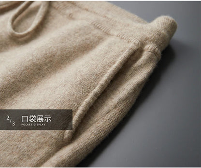 DjzDsm New Autumn Winter Men's 100% Pure Cashmere Thick Button Cardigan Set Cashmere Knitted Casual Shorts 2-Piece Set Clothing