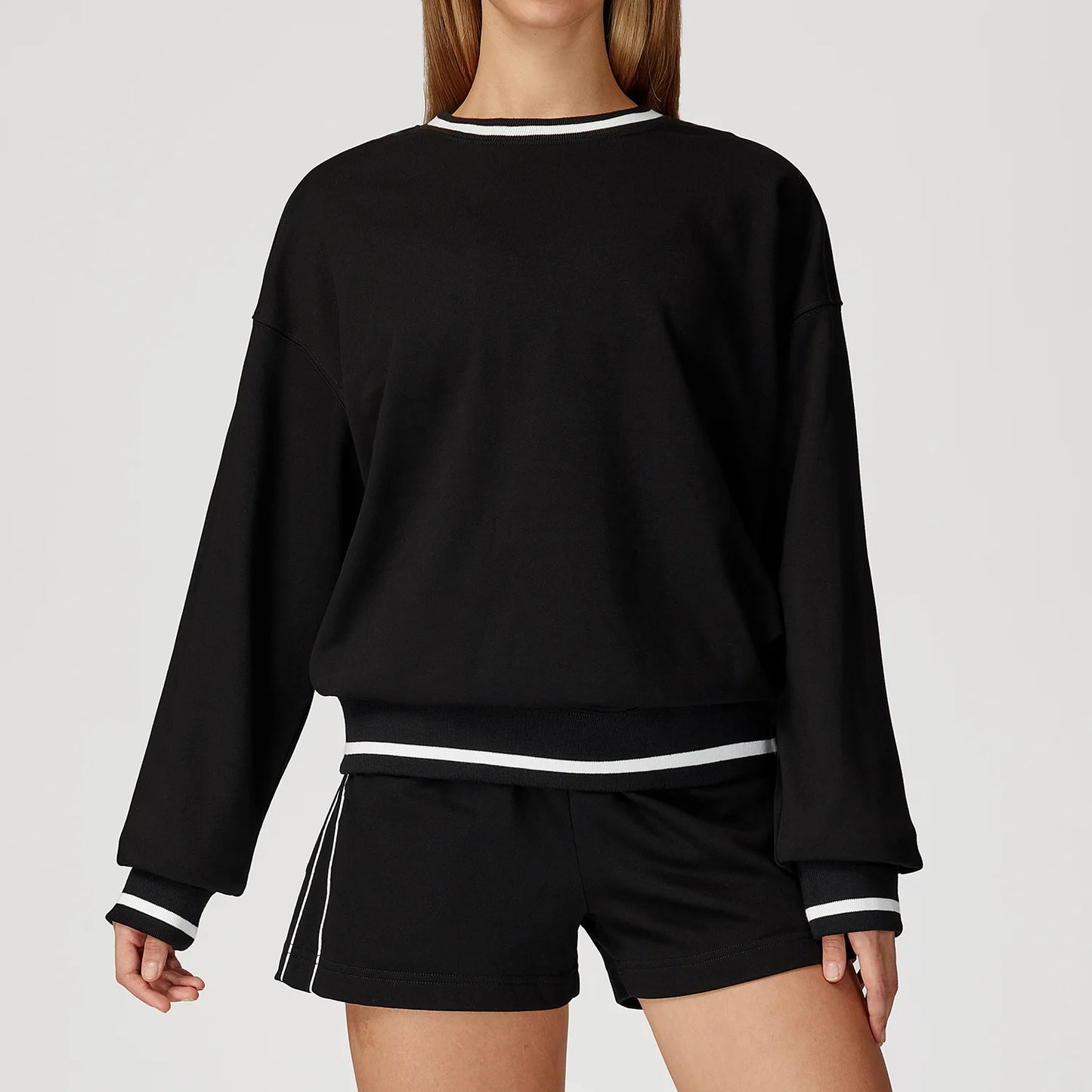 Custom LOGO women's new casual sweater wide-leg trousers comfortable outdoor fashion sports jogging shorts cycling two-piece set