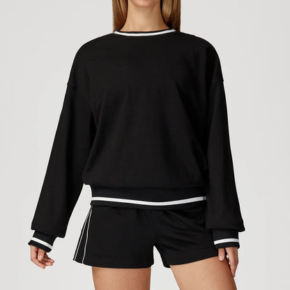 Custom LOGO women's new casual sweater wide-leg trousers comfortable outdoor fashion sports jogging shorts cycling two-piece set