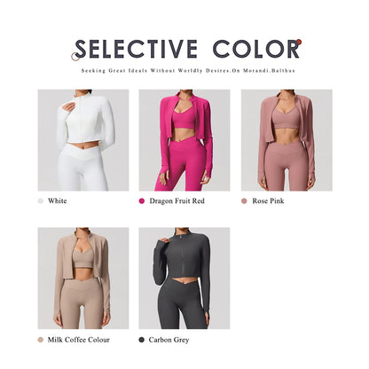Summer Women Gym Zipper Long Sleeve Jacket Outdoors Workout Yoga Top Female Slim tight Clothes Women Quick-Dry Sportswear