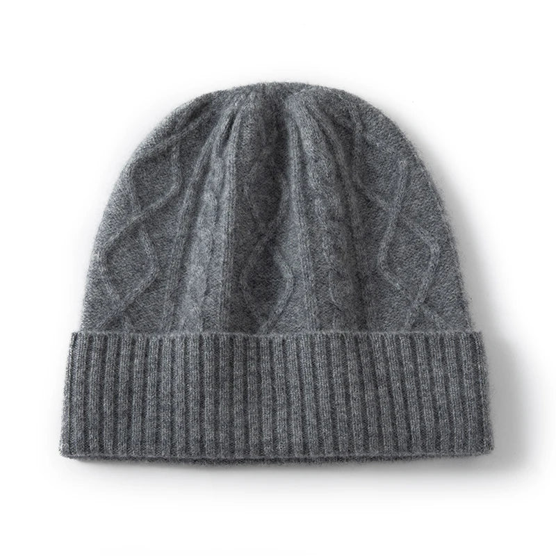 DjzDsm 100%Pure Wool Women's Hat For Winter Warm Soft Luxury Cashmere Twists Slouchy Street y2k Women's Hat