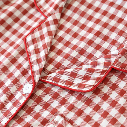 2026 Spring/Summer Couple Pajama Set 100% Cotton Double Layer Gauze Men's and Women's Japanese Plaid Set Long sleeved Home Fury