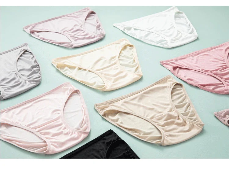 SuyaDream 3pcs/lot Women Panties 100%Natural silk Low-rise Briefs Healthy Basic Everyday Wear Underwears, Summer New Intimates
