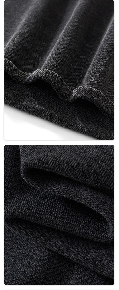 Custom LOGO men's clothing 380G old money wind 100% cotton BOXY short and wide washed old small V-neck curling terry sweater